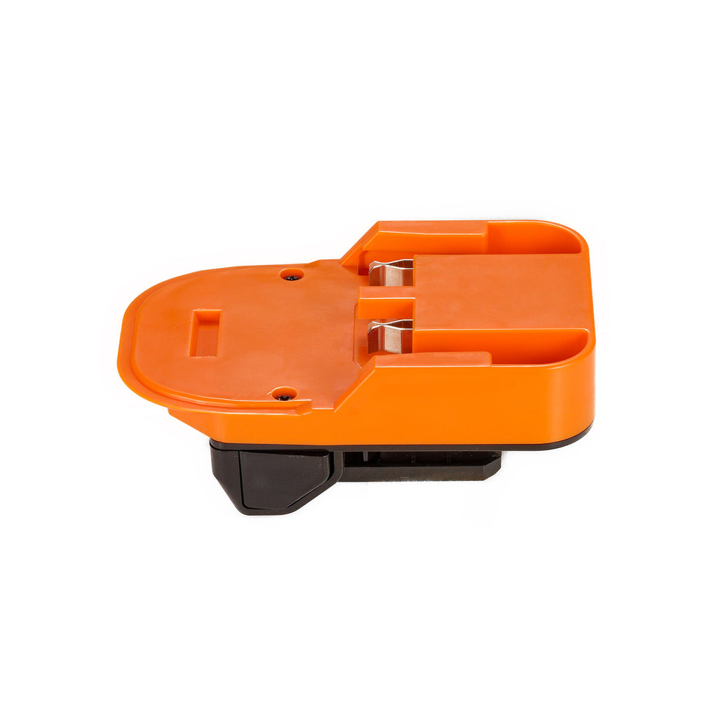 AEG 18V to Hikoki 18V battery adapter - battery-side connection, copper spring contacts and guide channels, fixing screws