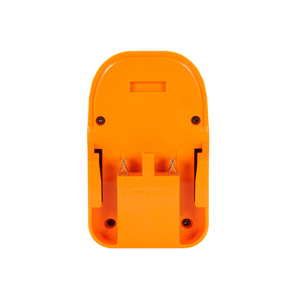 AEG 18V to Hikoki 18V battery adapter - battery-side connection, copper spring contacts and guide channels, fixing screws