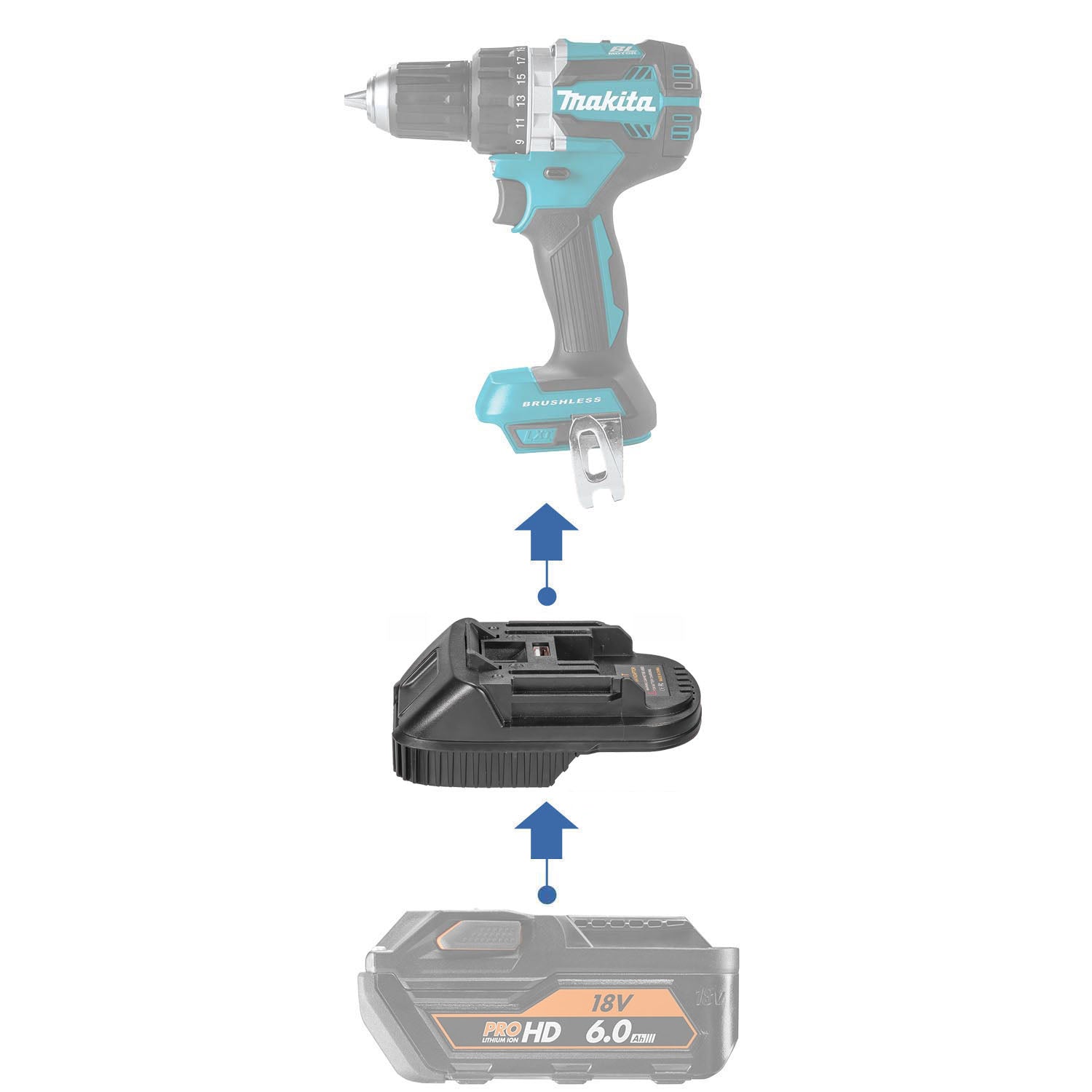 AEG 18V to Makita 18V Battery Adapter (ABS)