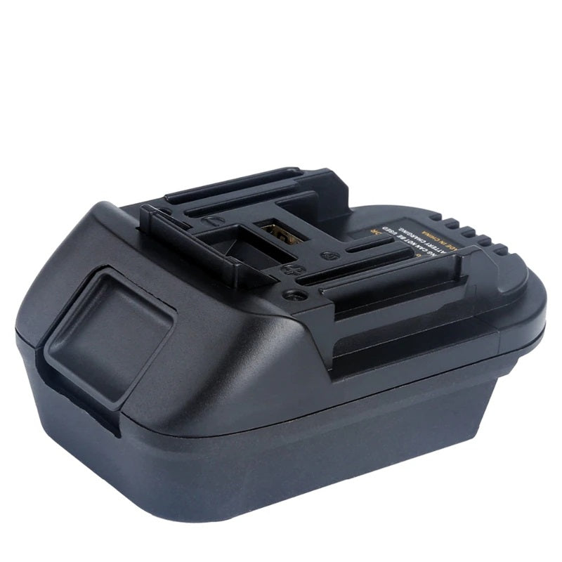 Bauer 20V to RIDGID Plumbing battery adapter - tool-side connection with a recessed USB port on the upper face