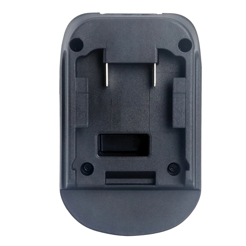 Bauer 20V to RIDGID Plumbing battery adapter - front view of the battery-side connection with twin terminal blades