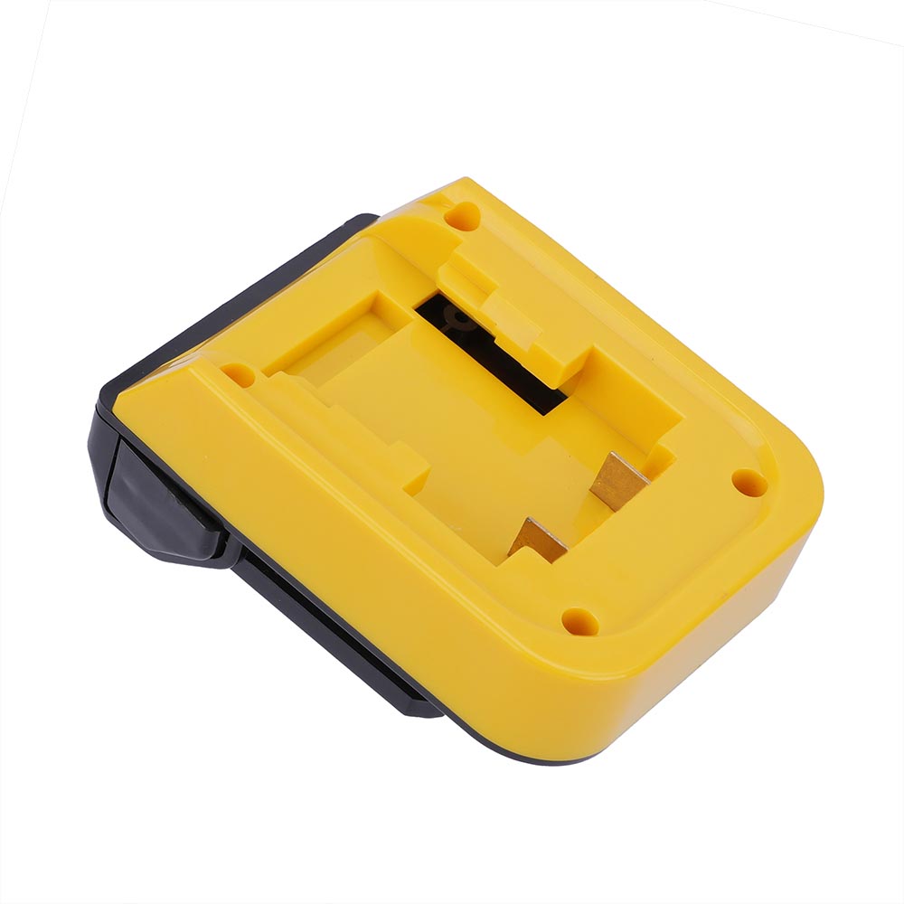 Bauer 20V to Metabo HPT 18V battery adapter - battery-side connection with twin terminal blades and the rail slot