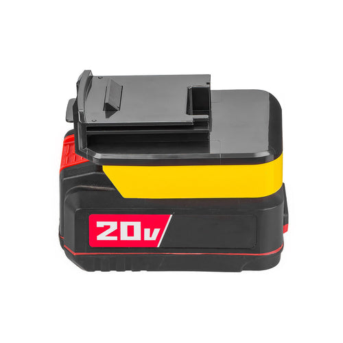 Bauer 20V to Porter Cable 18V Ni-Cd battery adapter - seated on a battery pack, Porter Cable tool-side connection upward