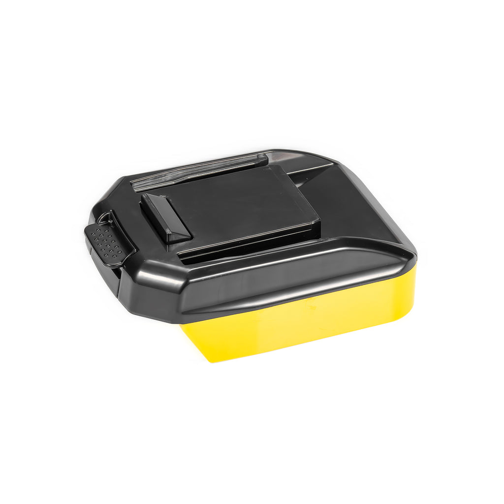 Bauer 20V to WORX 20V PowerShare (Orange) battery adapter - WORX tool-side connection, black deck over the yellow body