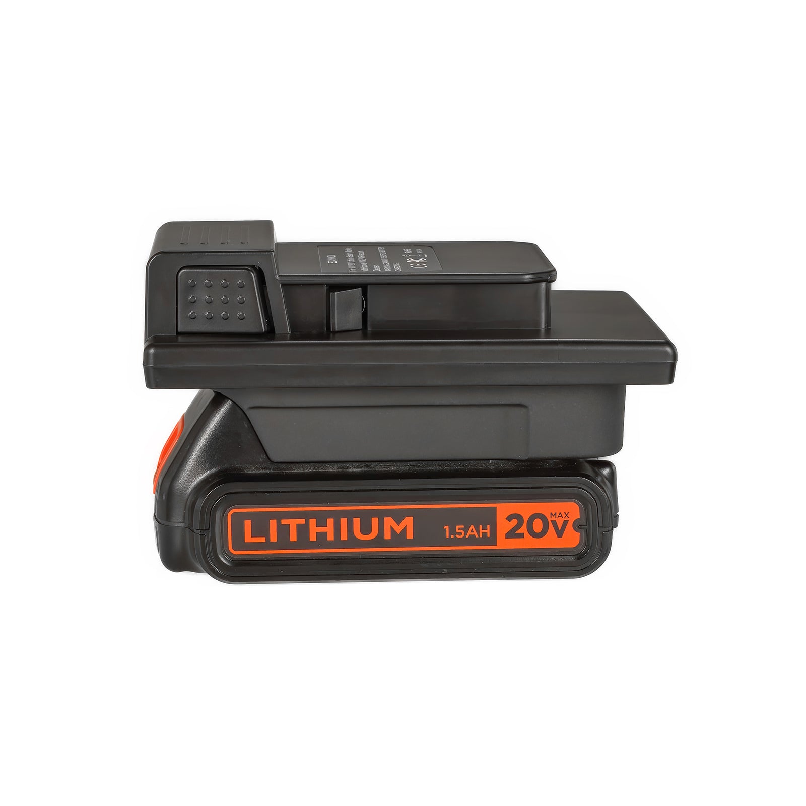 Black and Decker 20V to Hoover 20V ONEPWR battery adapter - fitted to the Black and Decker 20V battery, Hoover tool side up