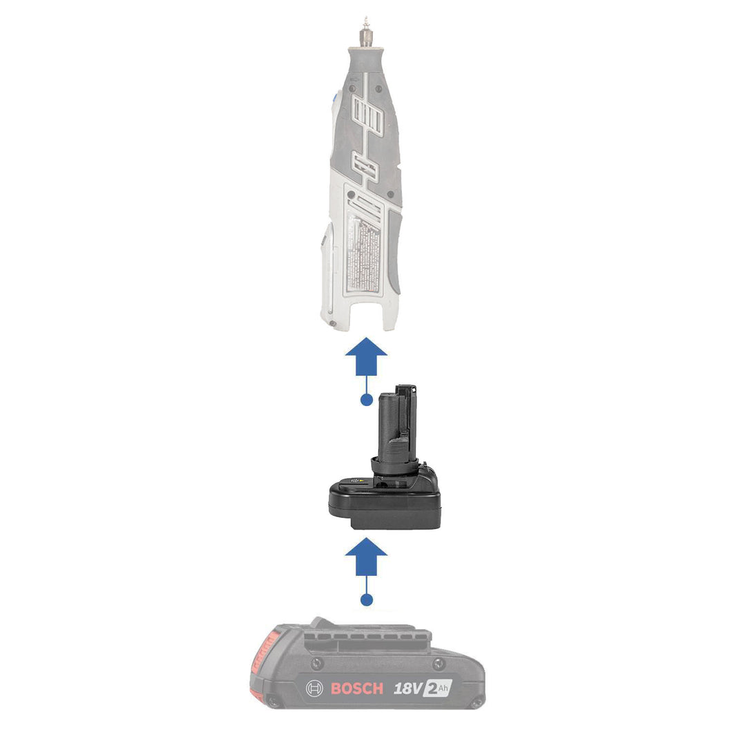 Bosch (Blue) 18V to Dremel 12V (8220 8250) Battery Adapter