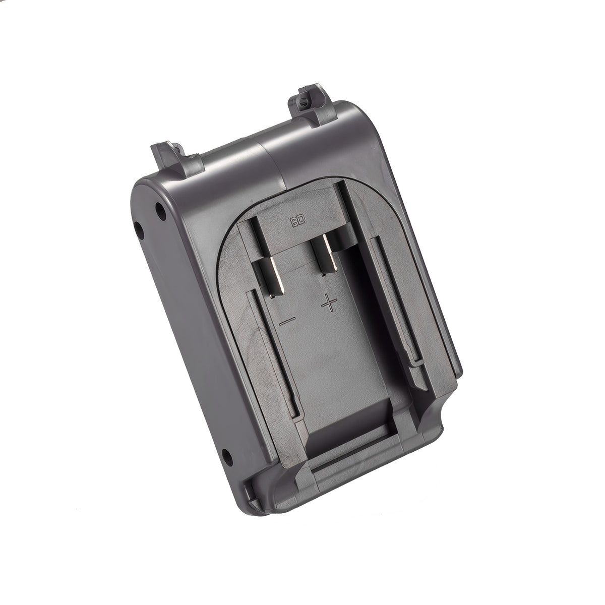 Bosch 18V GBA (Blue) to Dyson V7 battery adapter - battery-side connection, twin copper blades, plus and minus marks