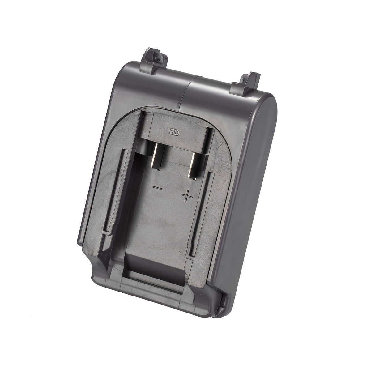 Bosch 18V GBA (Blue) to Dyson V7 battery adapter - battery-side connection, twin copper blades, plus and minus marks