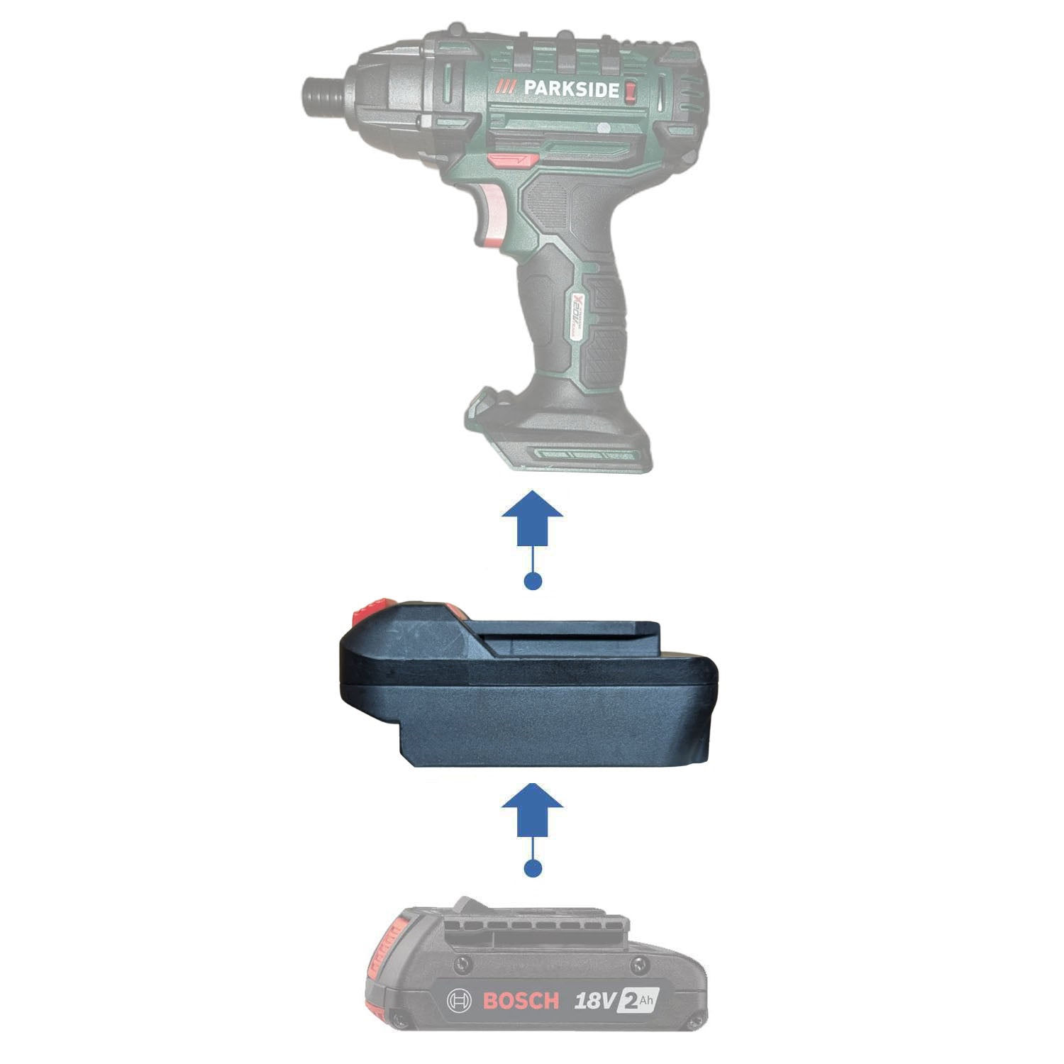Bosch (Blue) 18V to Parkside X20V Battery Adapter