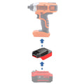 Craftsman 20V to Black and Decker 20V battery adapter - compatibility diagram showing battery, adapter and impact driver