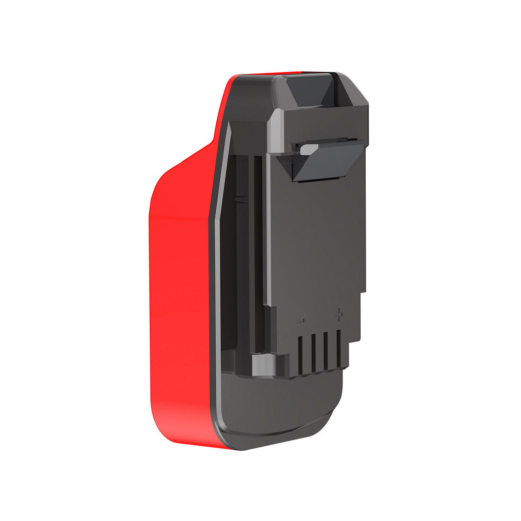 Craftsman 20V to Craftsman 20V Bolt-On battery adapter - tool-side connection with the latch and polarity marks