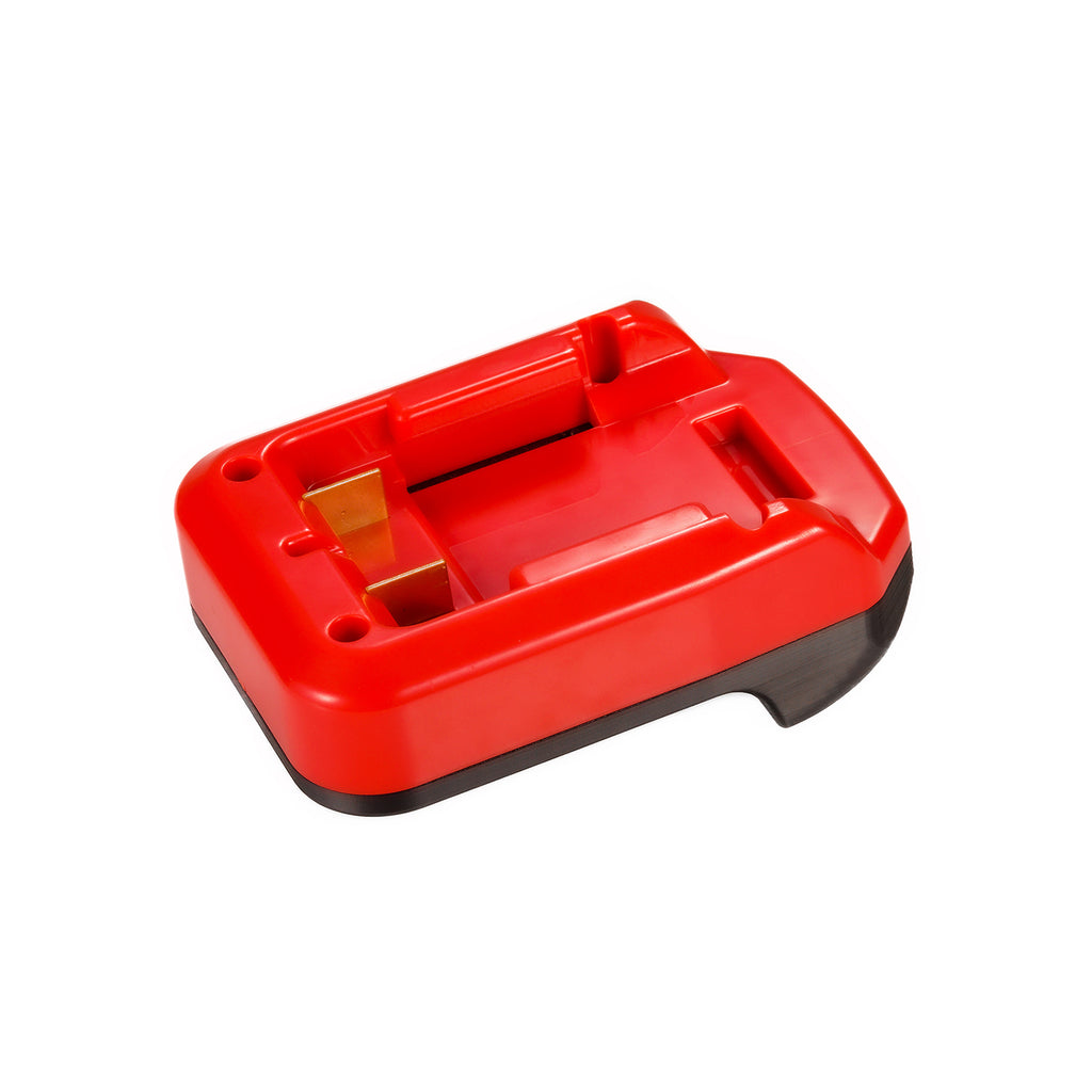 Craftsman 20V to Masterforce 20V battery adapter - battery-side connection, twin copper blades, rails and screw holes