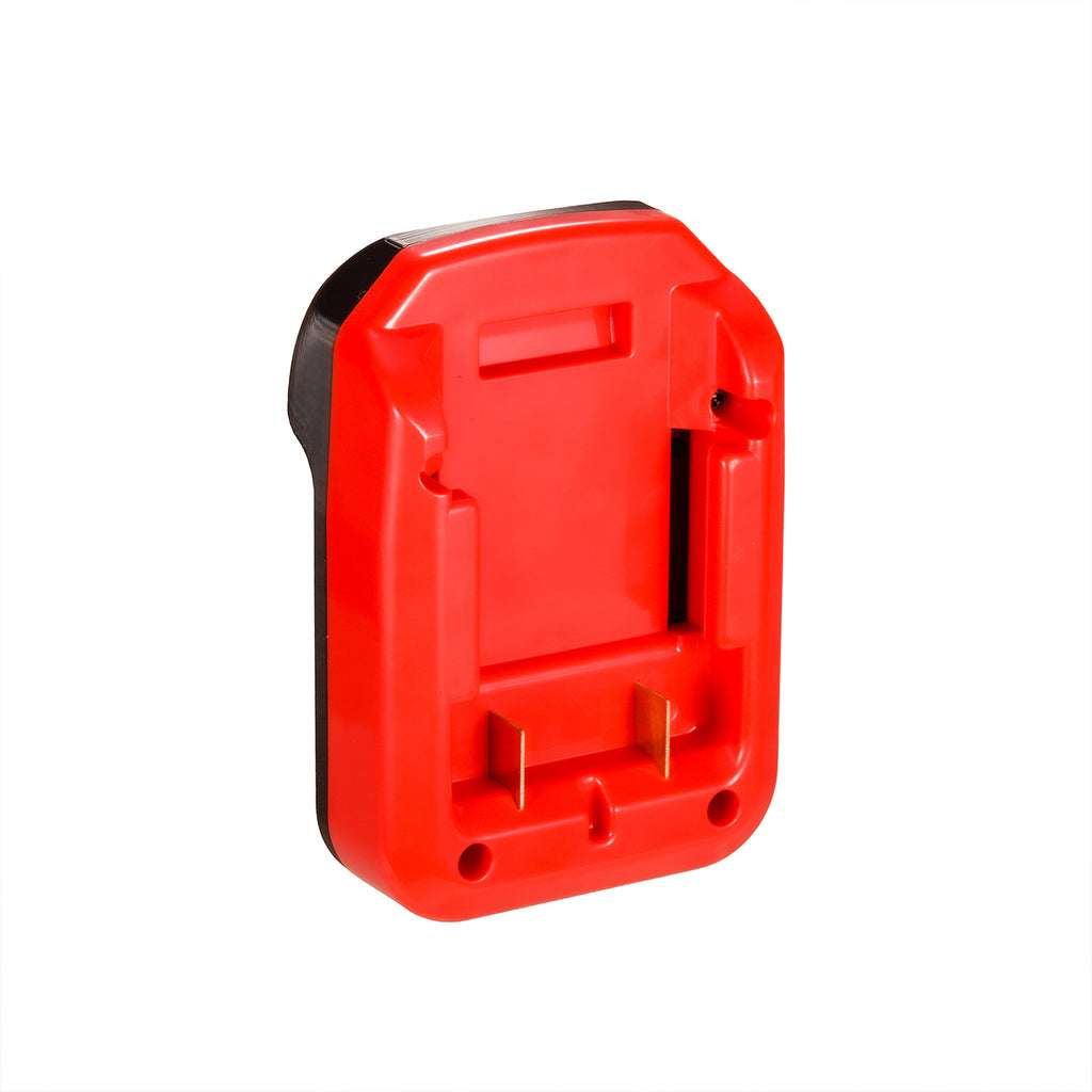 Craftsman 20V to Masterforce 20V battery adapter - battery-side connection front view, twin copper blades in the channel