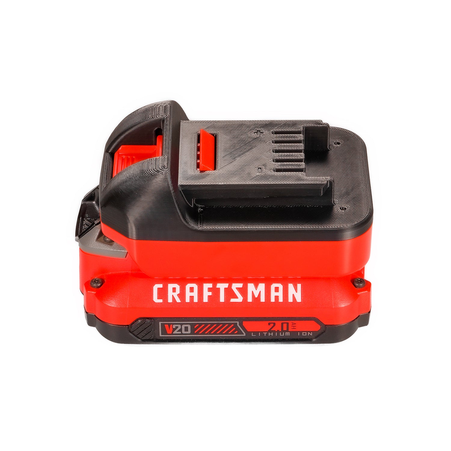 Craftsman 20V to Masterforce 20V battery adapter - fitted to the battery, Masterforce tool-side connection facing up