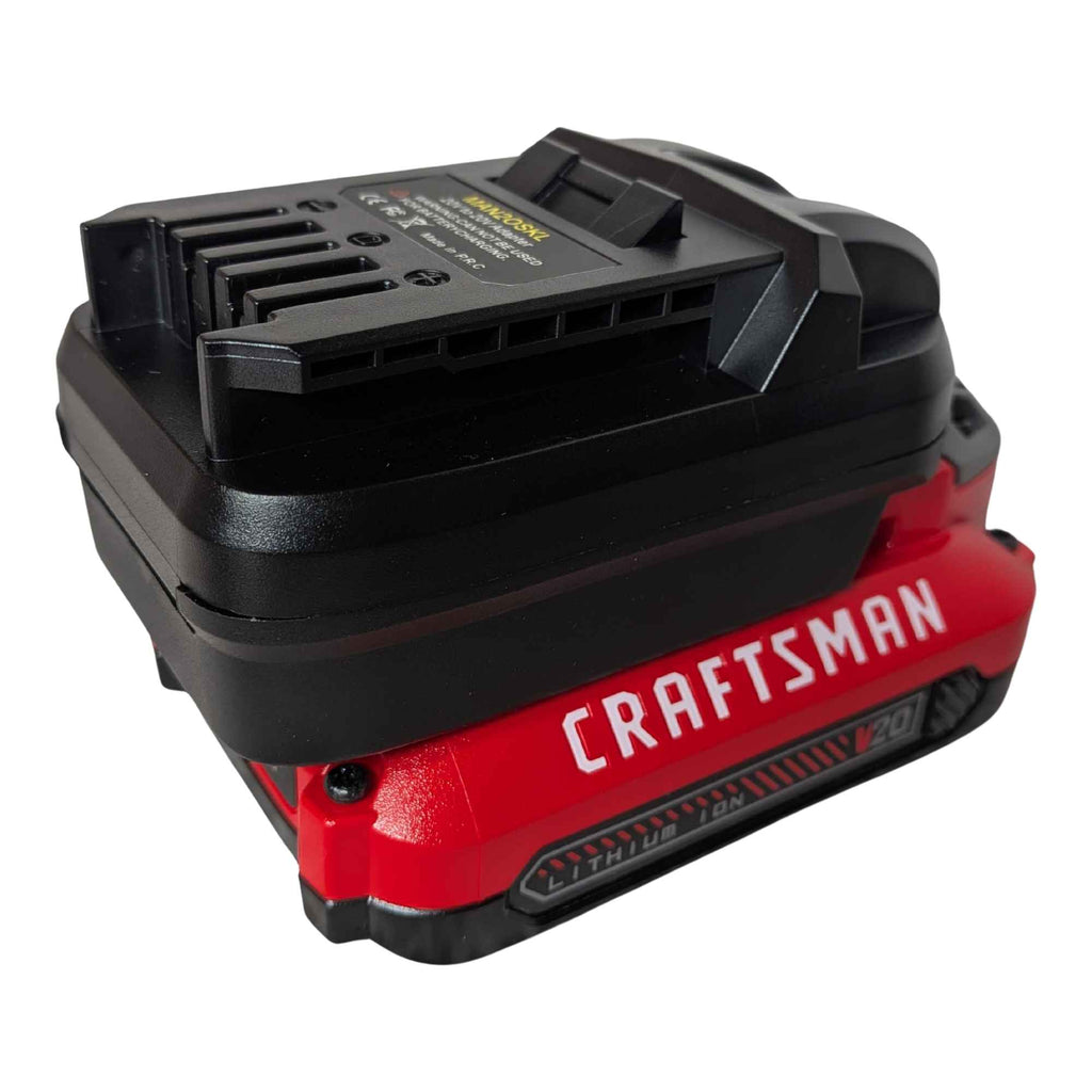 Craftsman 20V to SKIL 20V PWR CORE battery adapter - fitted to the Craftsman 20V battery, tool-side connection upward