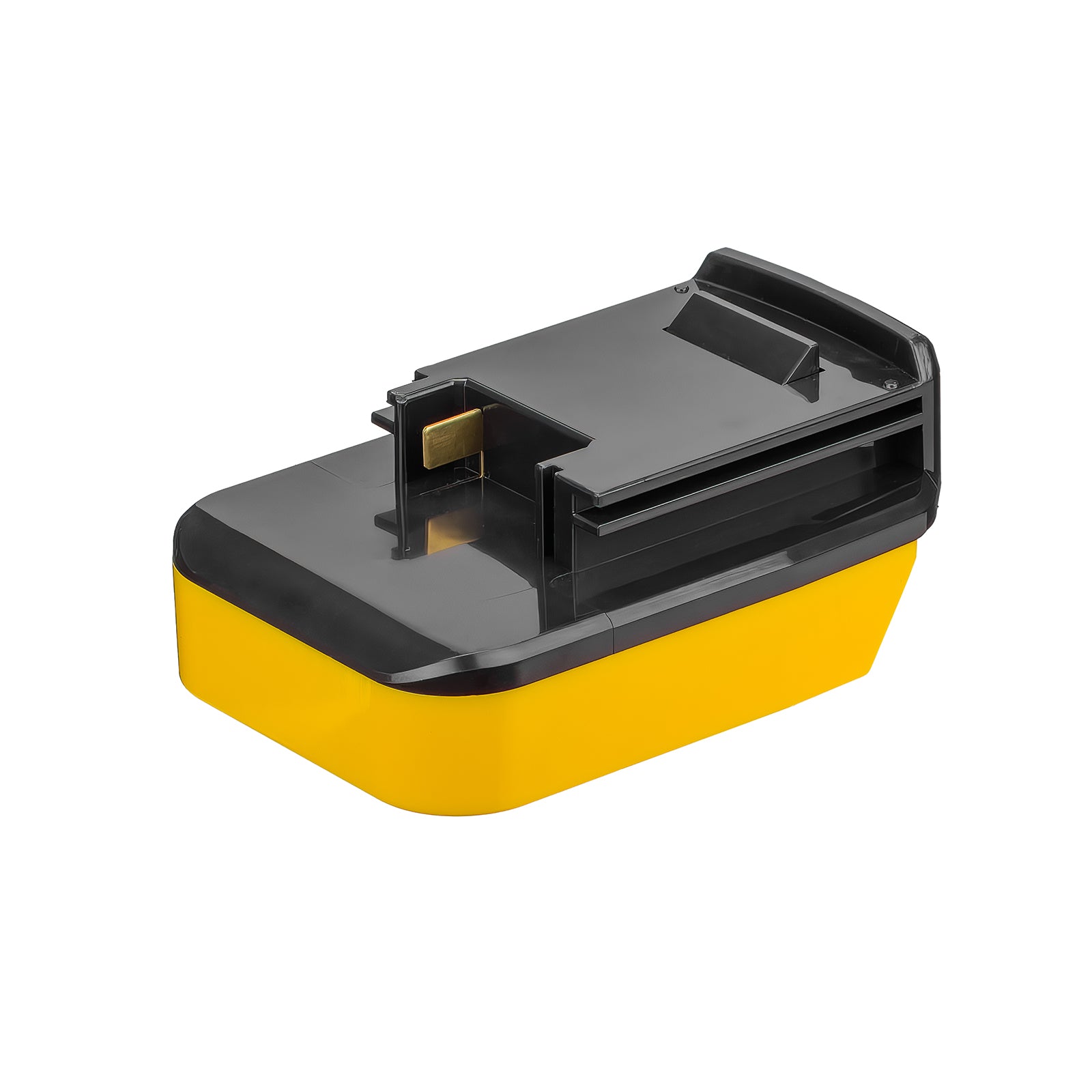 DeWalt 20V MAX to Porter Cable 18V Ni-Cd battery adapter - tool-side connection, copper terminal tab in the rail channel