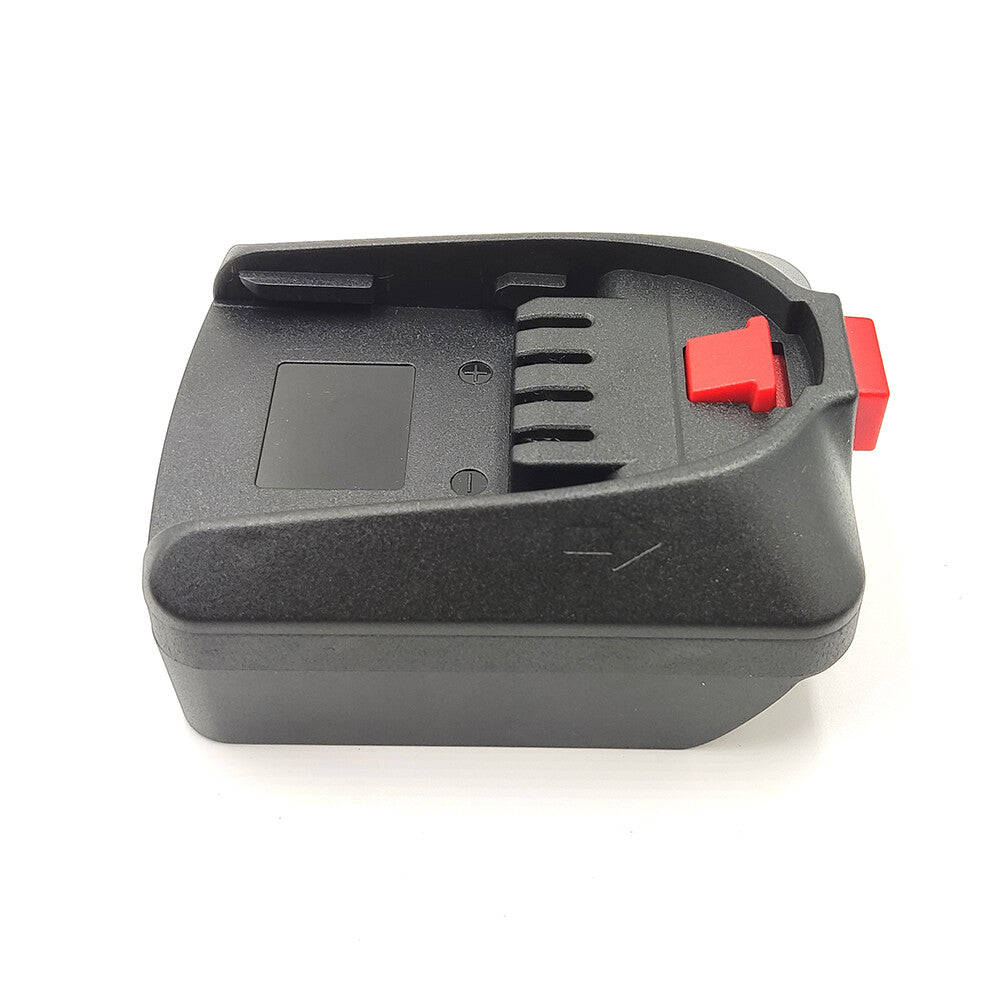 DeWalt 20V MAX to Bosch 18V PBA (Green) battery adapter - side view of the Bosch tool-side connection, the release button