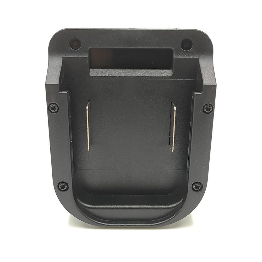 Makita 18V LXT to CAT 18V battery adapter - Makita battery-side connection, twin copper blade terminals in the pocket
