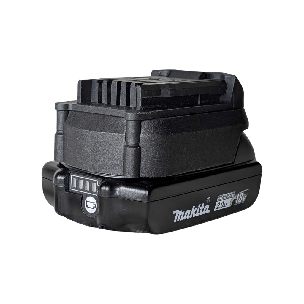 Makita 18V LXT to CAT 18V battery adapter - fitted to the Makita 18V LXT battery, CAT tool-side face upward