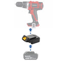 Makita 18V LXT to MATRIX 20V battery adapter - compatibility diagram showing battery, adapter and drill driver
