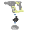 Makita 18V LXT to Ryobi 18V ONE+ battery adapter - compatibility diagram showing battery, adapter and rotary hammer