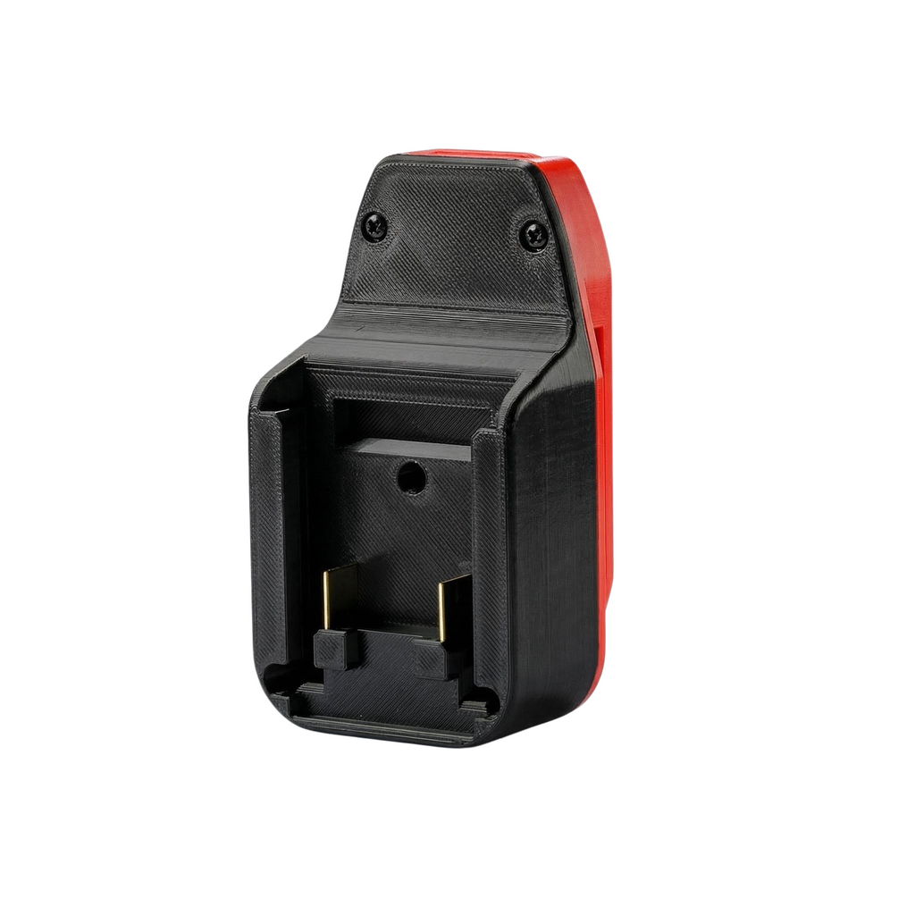 Masterforce 20V to Craftsman 20V battery adapter - battery-side connection with twin copper blade terminals, mixed ABS pocket
