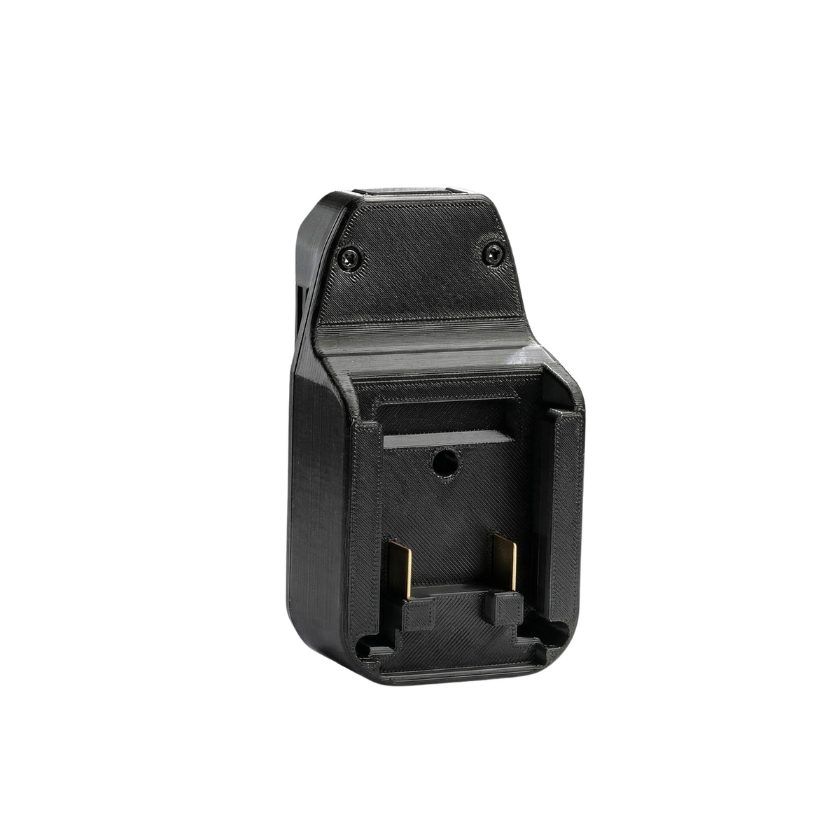 Masterforce 20V to Porter Cable 20V battery adapter - battery-side connection with twin copper blade terminals