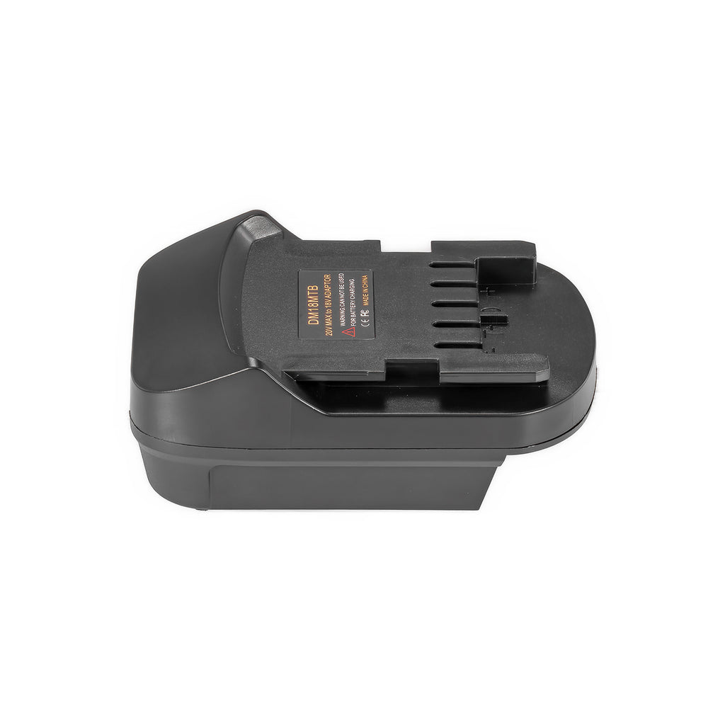 Milwaukee M18 to Metabo CAS 18V battery adapter - Metabo CAS tool-side connection, five terminal slots, polarity marks