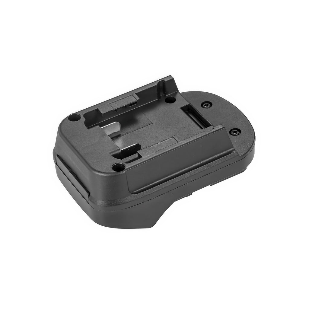 Milwaukee M18 to Metabo CAS 18V battery adapter - battery-side connection, pocket with guide rails and fixing screws