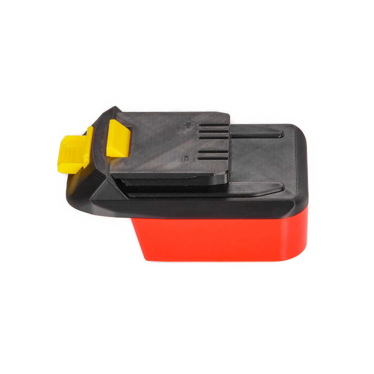 Milwaukee M18 to WEN 20V battery adapter - WEN tool-side connection, five terminal slots, molded plus and minus marks