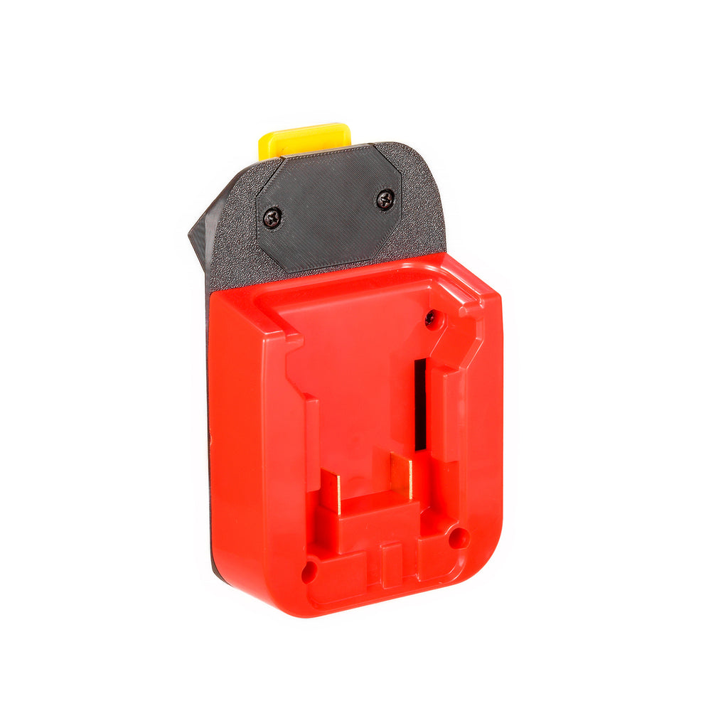 Milwaukee M18 to WEN 20V battery adapter - battery-side connection, twin copper terminal blades in the center channel