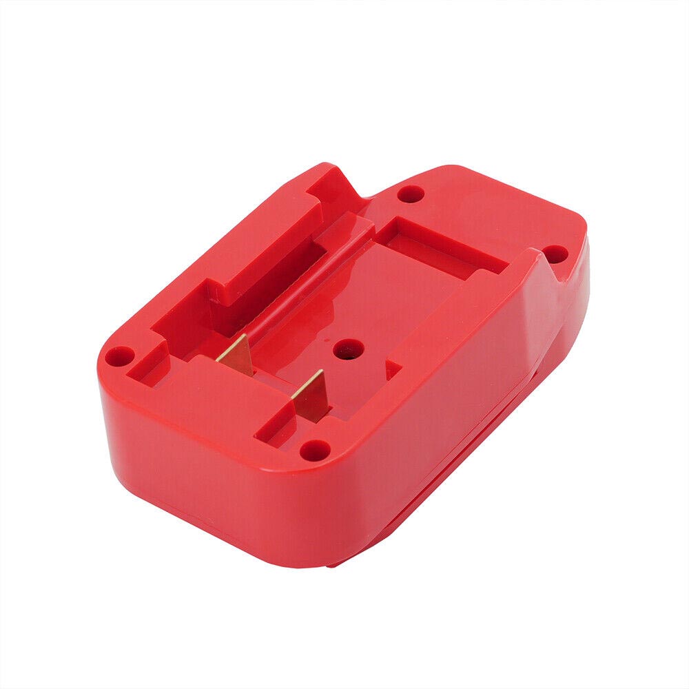 Porter Cable 20V to Bauer 20V battery adapter - battery-side connection with twin copper blades in the recess