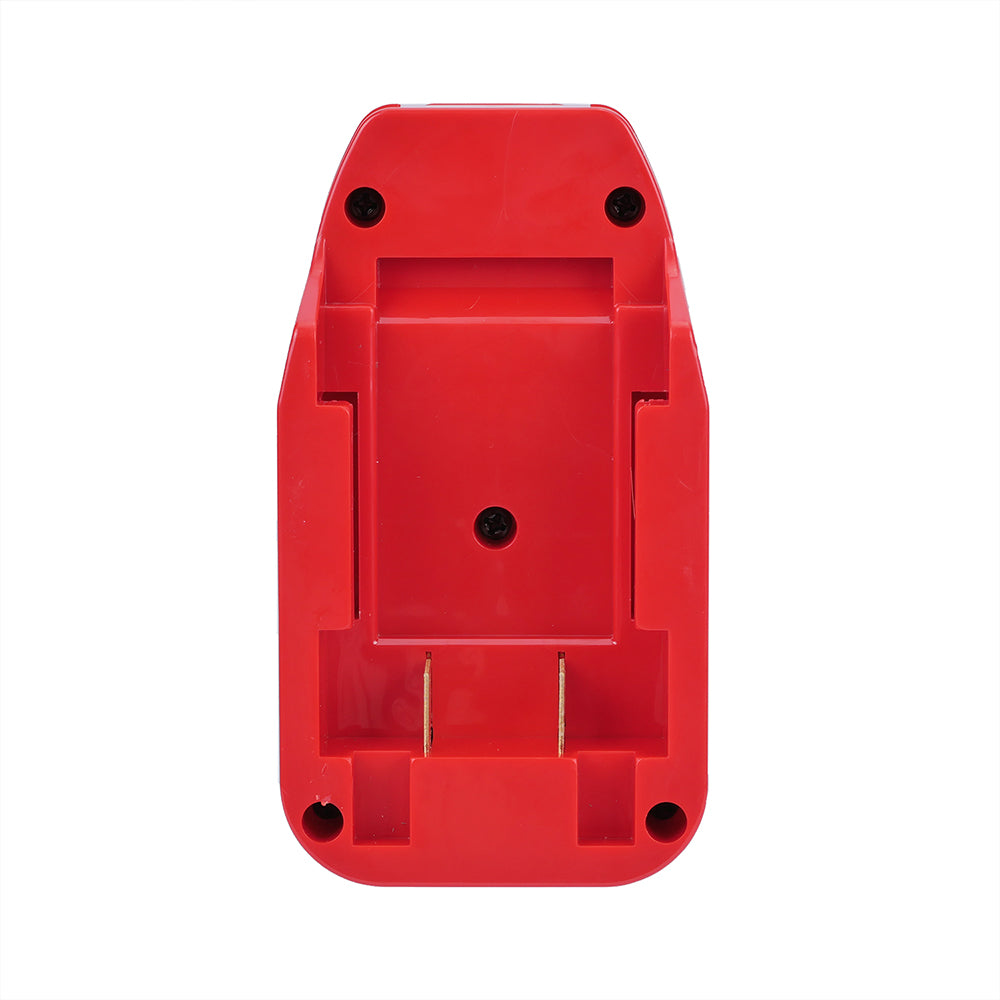 Porter Cable 20V to Bauer 20V battery adapter - top view of the battery-side connection, twin copper blades and screws