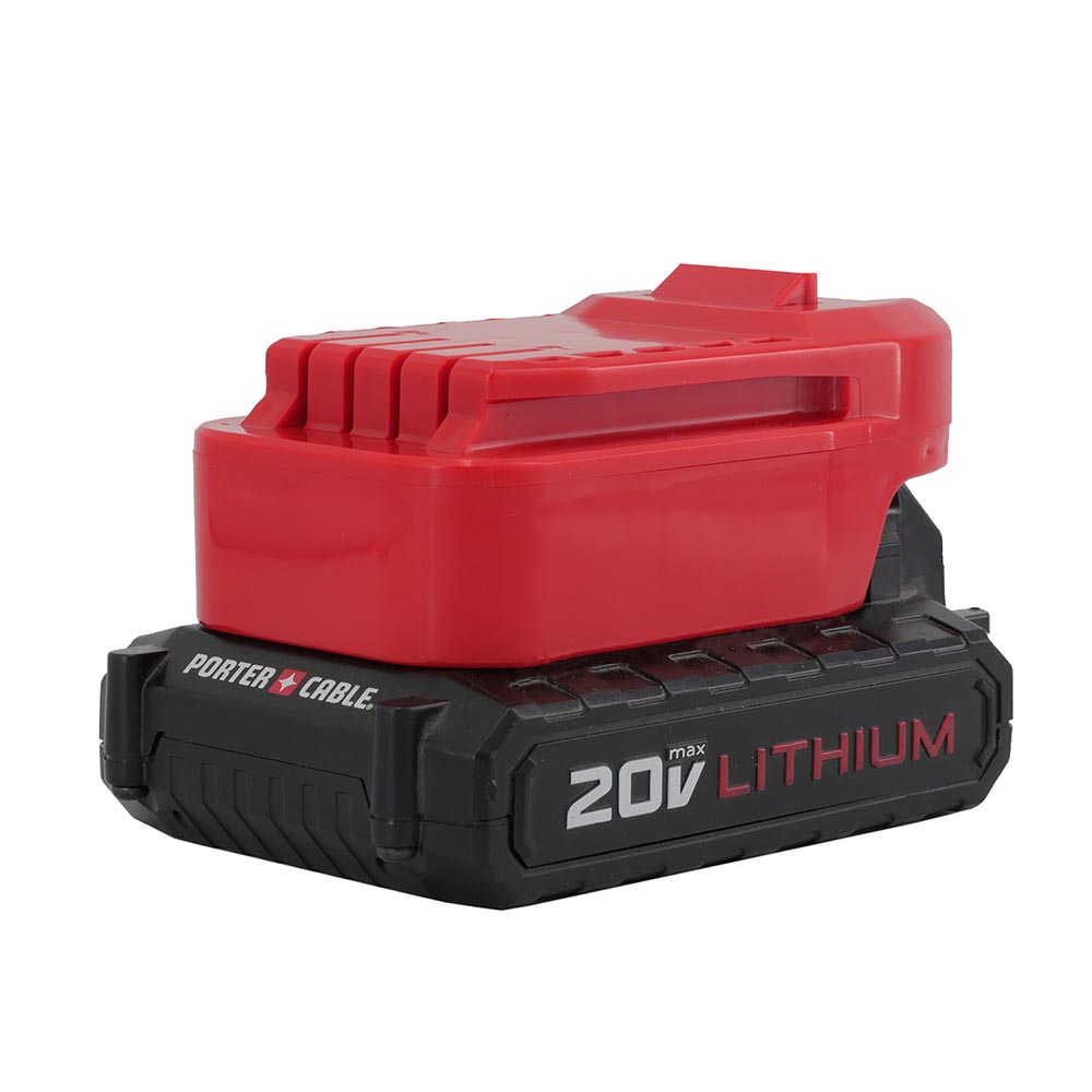Porter Cable 20V to Bauer 20V battery adapter - fitted to the Porter Cable 20V battery, tool-side connection facing up