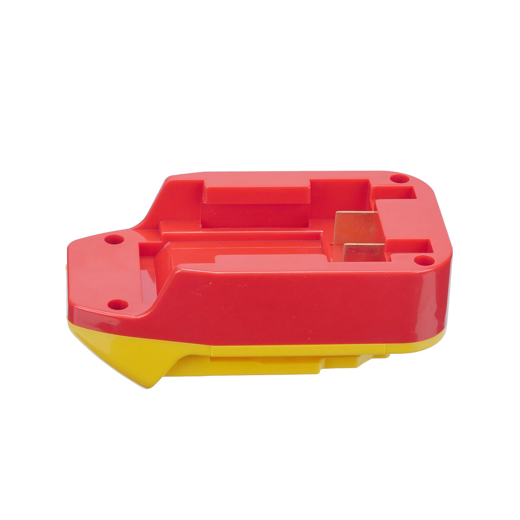 Porter Cable 20V to DeWalt 20V MAX battery adapter - battery-side connection with twin copper blades and screw bosses