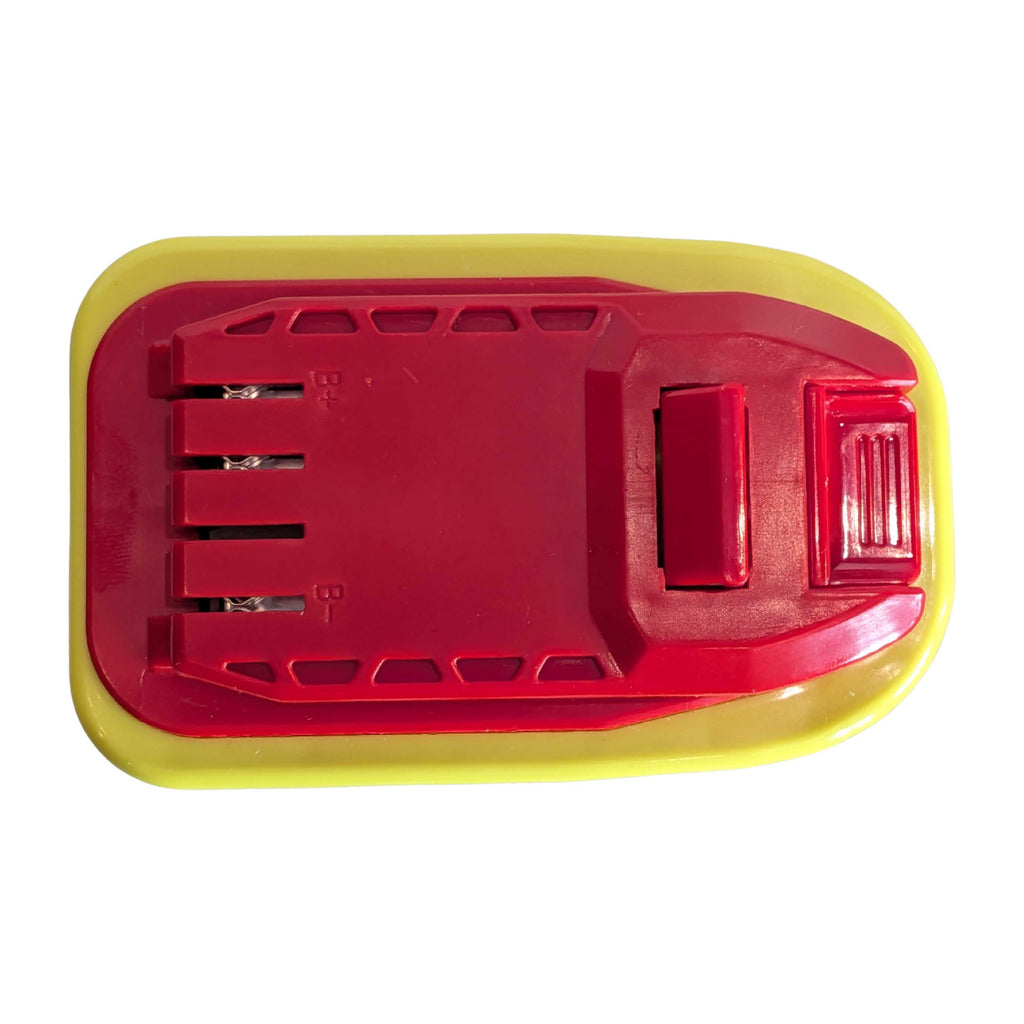 Ryobi 18V ONE+ to Craftsman 20V battery adapter - Craftsman tool-side connection, three copper terminals marked B+ and B-