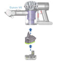 Ryobi 18V ONE+ to Dyson V6 battery adapter - compatibility diagram showing battery, adapter and cordless vacuum