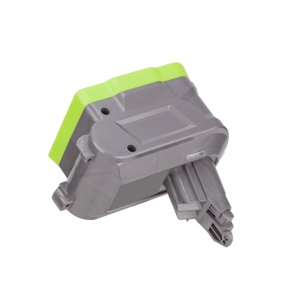 Ryobi 18V ONE+ to Dyson V6 battery adapter - view onto the base band, tool-side stem angled away