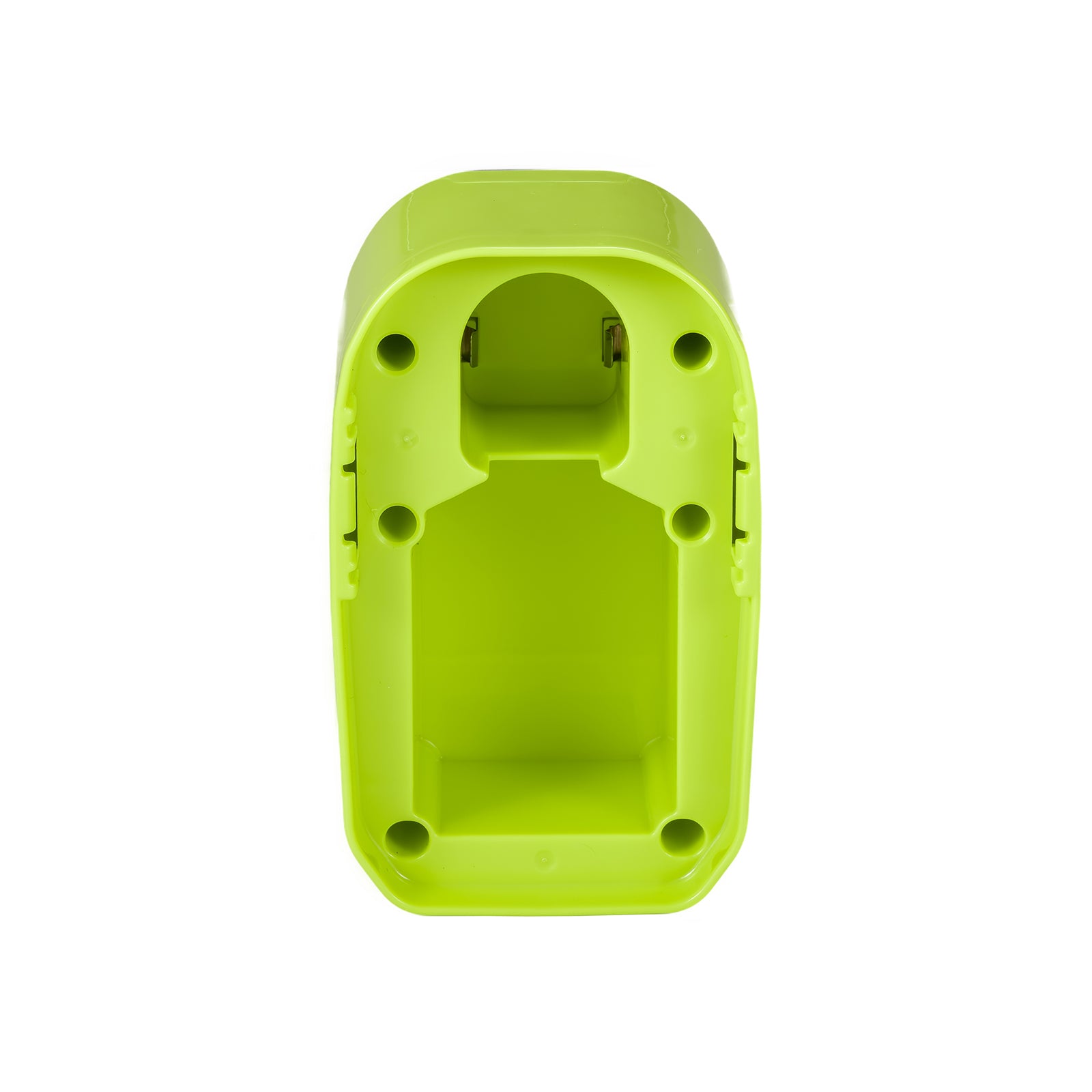 Ryobi 18V ONE+ to Hercules 20V battery adapter - battery-side connection, open receptacle, copper contacts, six screw holes