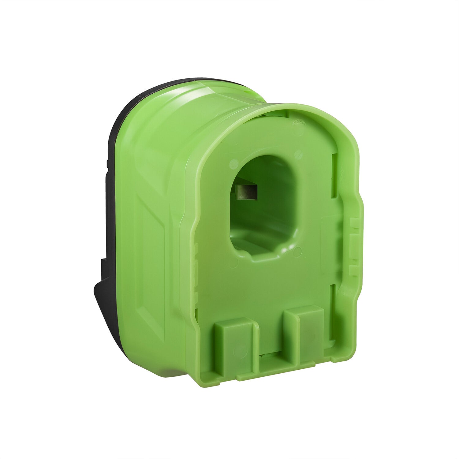 Ryobi 18V ONE+ to Makita 18V LXT battery adapter - battery-side connection seen face on, recessed socket and terminal window