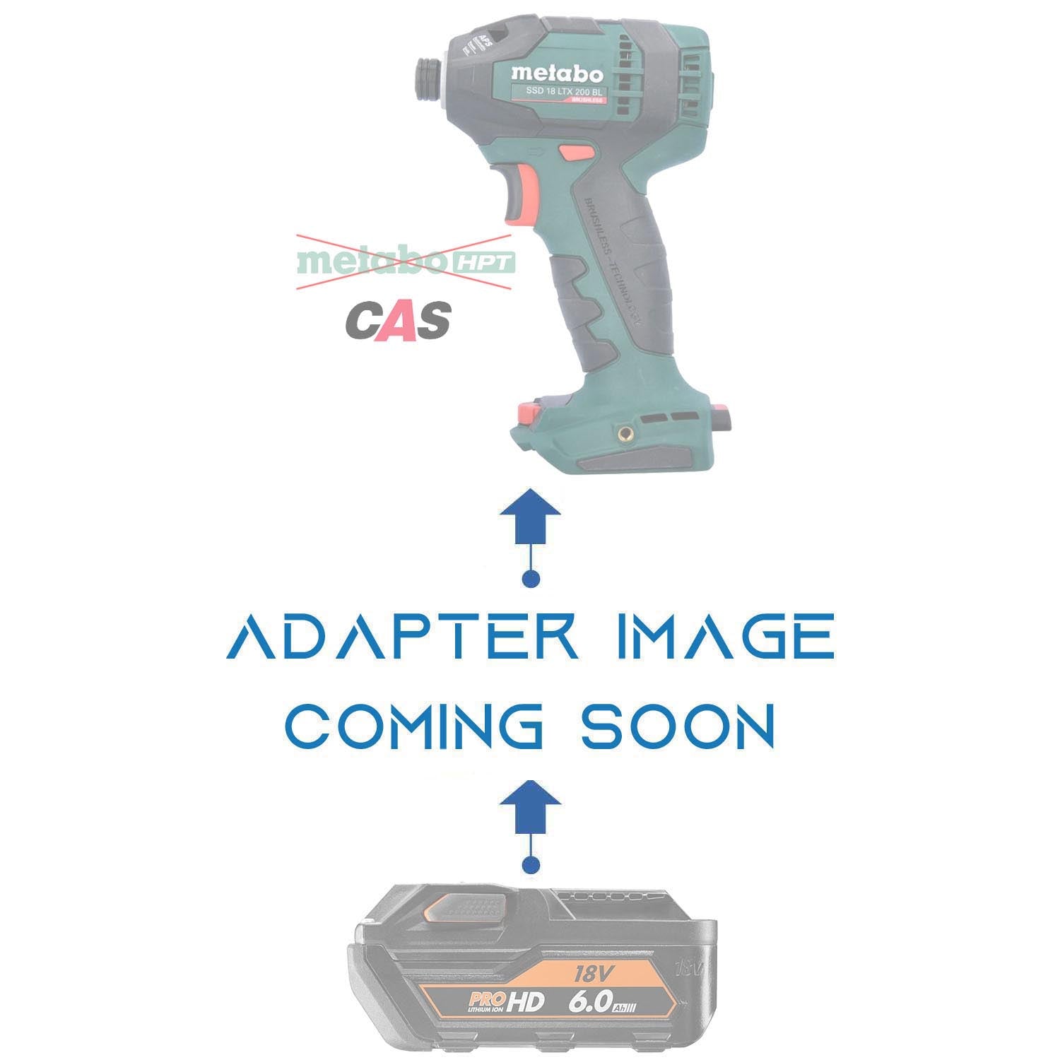 AEG 18V to Metabo CAS 18V battery adapter - placeholder reading adapter image coming soon