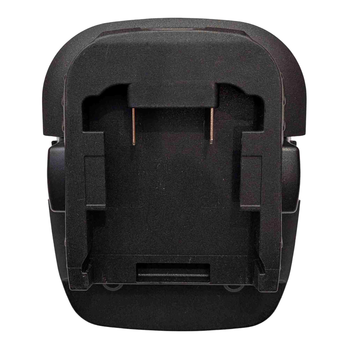 Bauer 20V to DeWalt 18V Ni-Cd battery adapter - battery-side connection with twin copper blades in the pocket