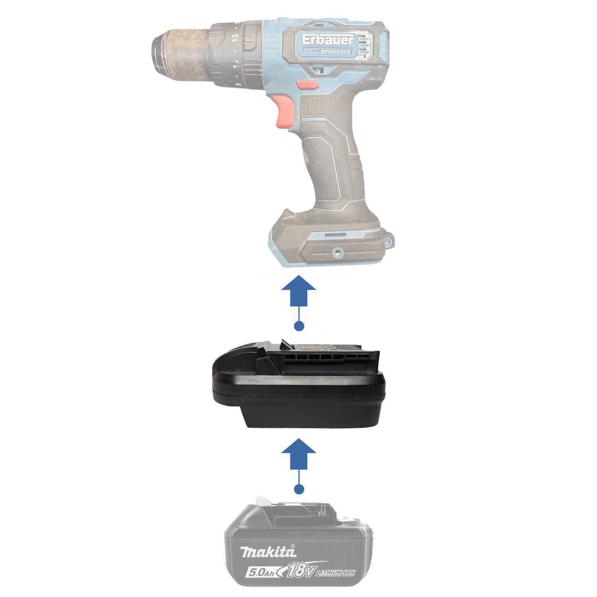 Makita 18V to Erbauer 18V EXT Battery Adapter