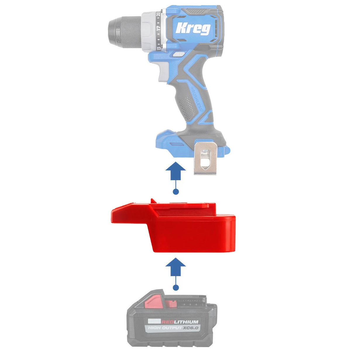 Milwaukee 18V to Kreg 20V Blue Ion Battery Adapter