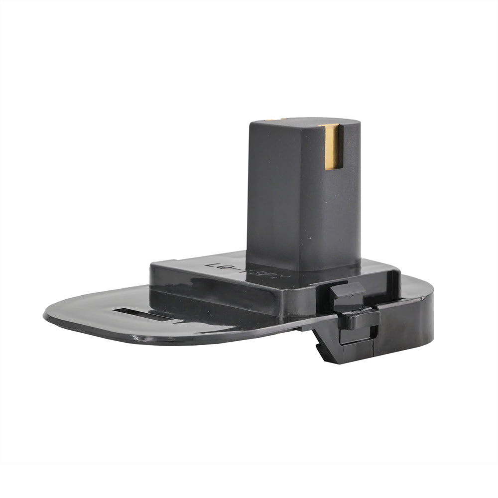 AEG 18V to Ryobi 18V ONE+ battery adapter - Ryobi tool-side post above the battery-side deck, release catch at the side