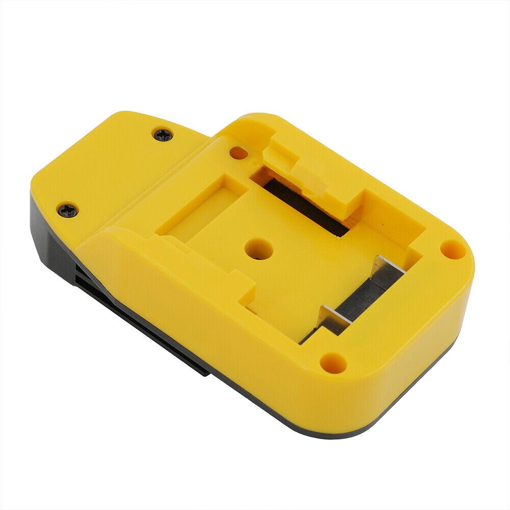 Bauer 20V to Porter Cable 20V battery adapter - battery-side connection, flat terminal blades in the yellow face
