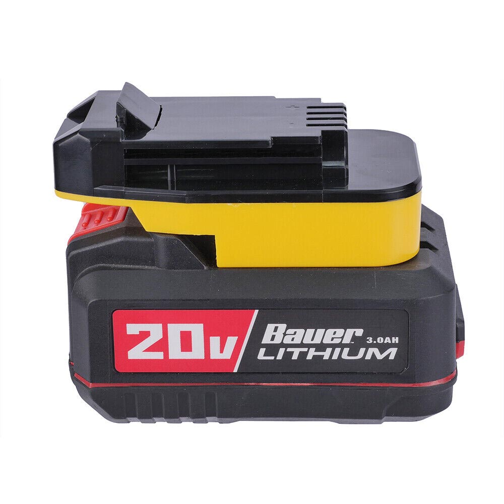 Bauer 20V to Porter Cable 20V battery adapter - fitted to the Bauer 20V battery, tool-side connection facing up